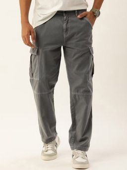 Bene Kleed - Men Grey Cotton Mid Waist Cargo