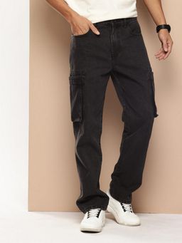 Bene Kleed - Men Charcoal Straight Fit Cargo Denim Jeans