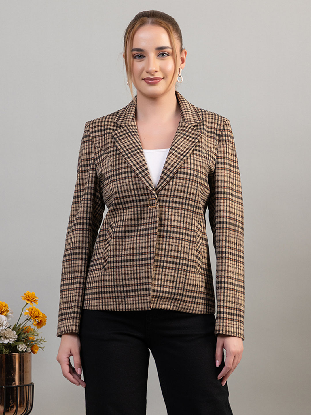 twenty me Multicolor Notched Lapel Checks Blazer-picture-24