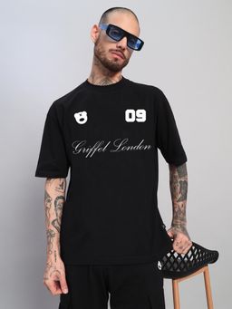 Griffel - Black Teddy Logo 09 Oversized Cotton T-Shirt