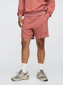 GAP - Coral Men's Logo Print Mid Rise Bermuda Shorts