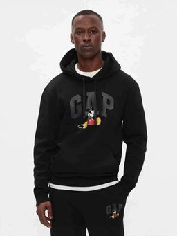 GAP - Black Men's Logo Print Full Sleeve Hoodies