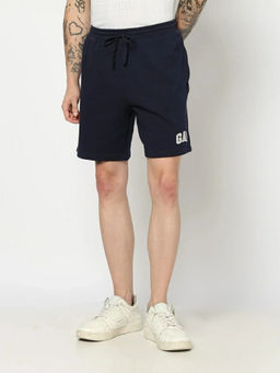 GAP - Navy Blue Men's Logo Print Mid Rise Shorts