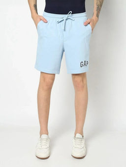 GAP - Men'S Blue Logo Print Mid Rise Shorts