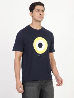 Ben Sherman - Navy Blue Round Neck Signature Target Cotton T-Shirt