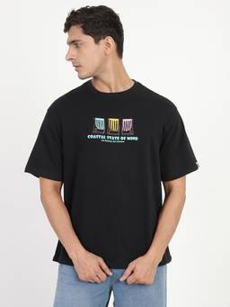 Ben Sherman - Men Black Printed Pure Cotton T-Shirt
