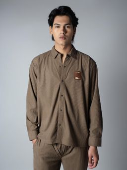 HOP HEAD - Brown Waffle Button Down Shirt