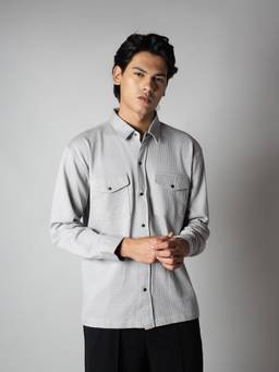 HOP HEAD - Light Grey Waffle Double Pocket Shirt