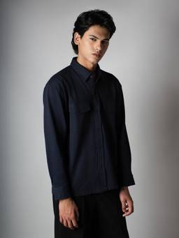HOP HEAD - Navy Waffle Double Pocket Shirt