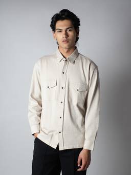 HOP HEAD - Beige Waffle Double Pocket Shirt