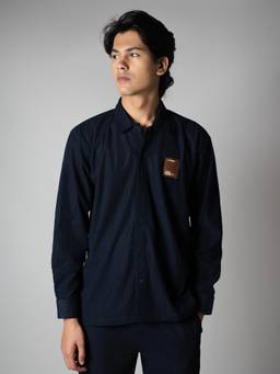 HOP HEAD - Navy Blue Waffle Button Down Shirt