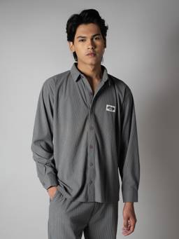 HOP HEAD - Dark Grey Corduroy Full Sleeve Shirt