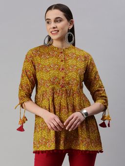 Kipek - Womens Mustard Floral Printed Tunic