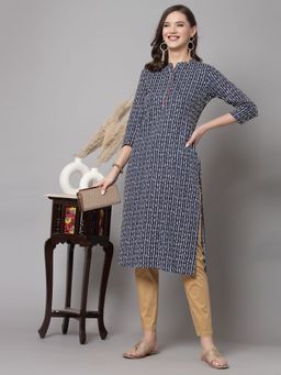 Kipek - Womens Blue Printed Straight Kurta