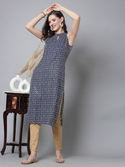 Kipek - Womens Blue Printed Kurta