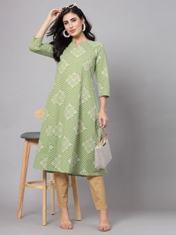 Kipek - Womens Green Printed Kurta