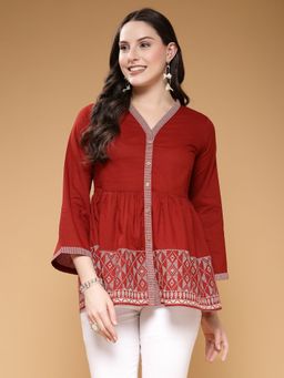 Kipek - Womens Maroon Solid Tunic