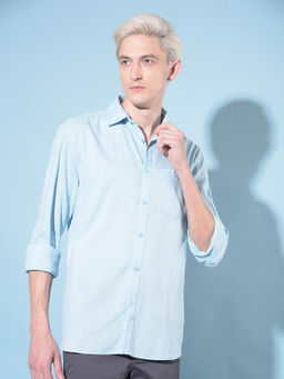 CRIMSOUNE CLUB - Mens Blue Linen Shirt