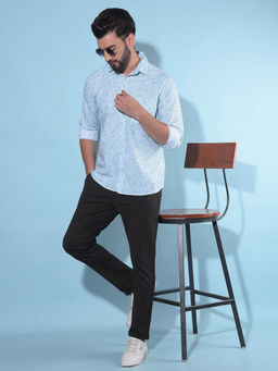 CRIMSOUNE CLUB - Mens Blue Floral Print Cotton Shirt