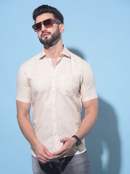 CRIMSOUNE CLUB - Mens Beige Linen Shirt