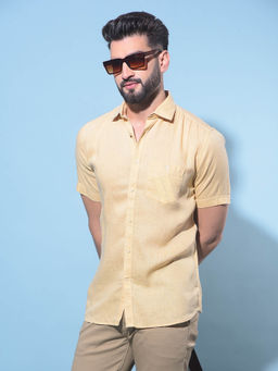 CRIMSOUNE CLUB - Mens Yellow Linen Shirt