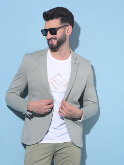 CRIMSOUNE CLUB - Mens Green Single-Breasted Blazer