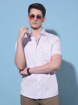 CRIMSOUNE CLUB - Mens Purple Floral Printed Cotton Shirt