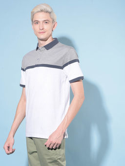 CRIMSOUNE CLUB - Mens Grey Horizontal Striped Polo T-Shirt