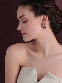 Shaze - Gold Rhodium-Plated Cubic Zirconia Pinion Stud Earrings for Women