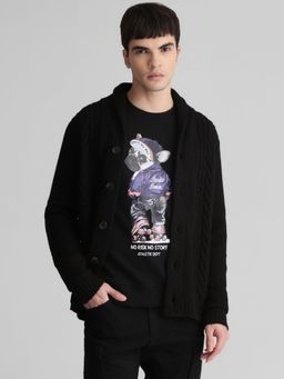 Jack & Jones - Men Textured Black Sweater