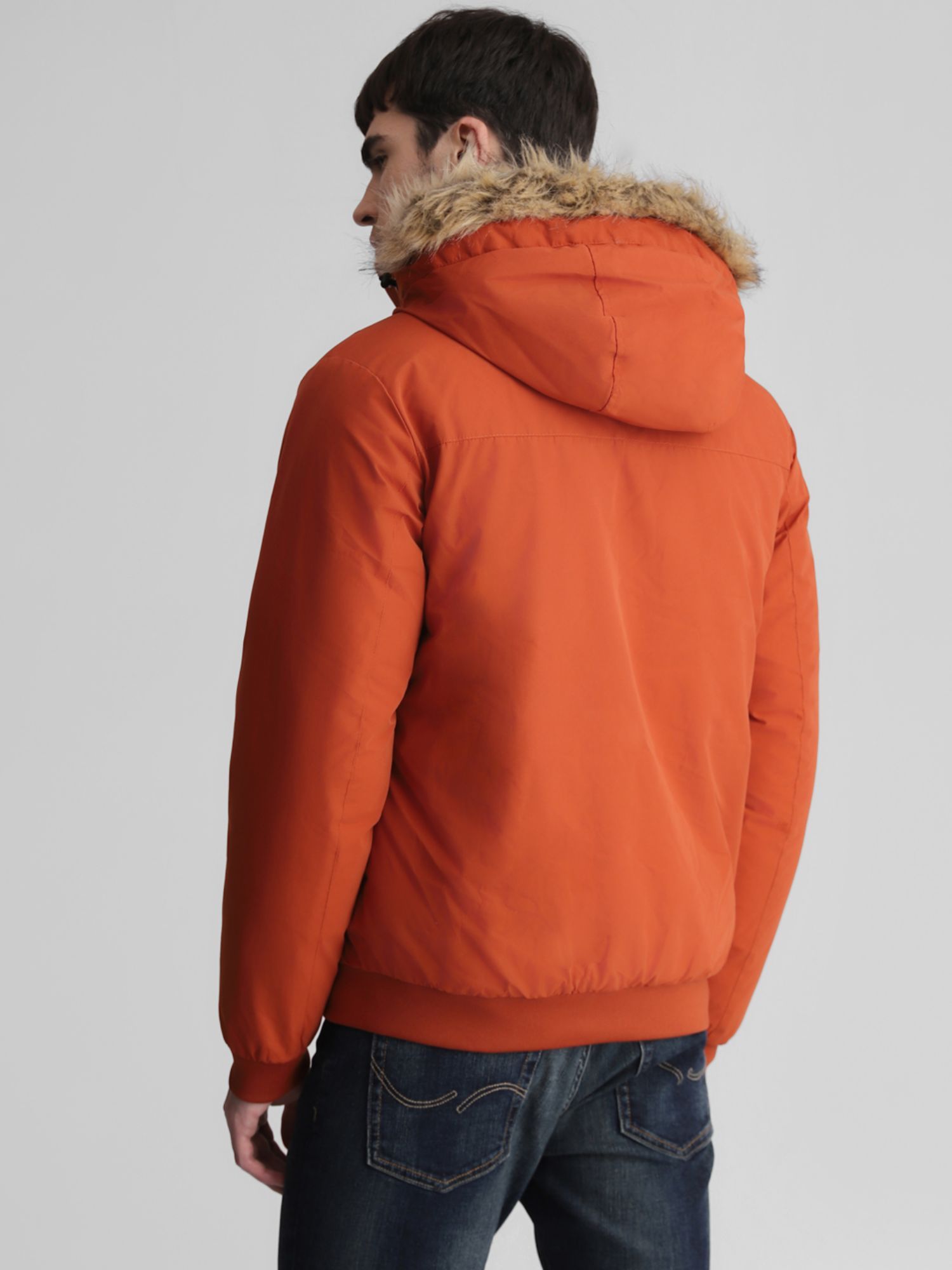 Buy Jack & Jones Men Solid Orange Jacket Online