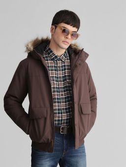 Jack & Jones - Men Solid Brown Jacket