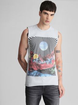 Jack & Jones - Men Printed Blue T-shirt