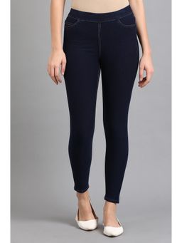 W - Blue Solid Jegging