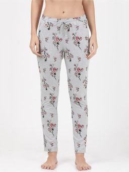 Jockey - RX47 Women Super Combed Cotton Relaxed Fit Printed Pyjama - Light Grey Melange