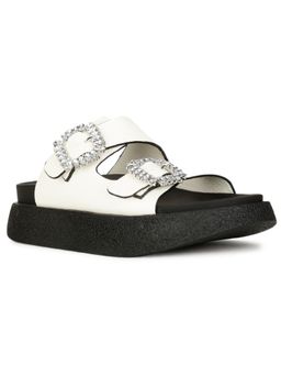 Bata - White Women Slip-On Sandals