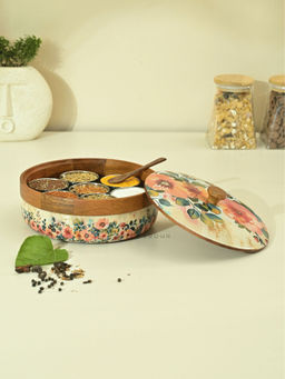 Brick Brown - Pastel Flora Masala Box / Spice Box