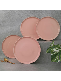 HomeTown - Palette Ceramic 10.5 Inch Dinner Plate 4 Pcs In Pink Colour