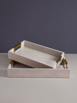 Amaara Home - Kibashi Serving Trays - White Washed (Set Of 2)