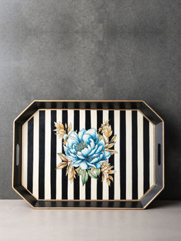 Amaara Home - Peony Handpainted Serving Tray - Blue