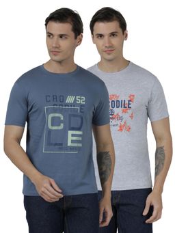 Crocodile - Men’s Cotton Printed Regular Fit T-Shirts (Pack of 2)