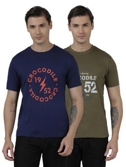 Crocodile - Men’s Cotton Printed Regular Fit T-Shirts (Pack of 2)