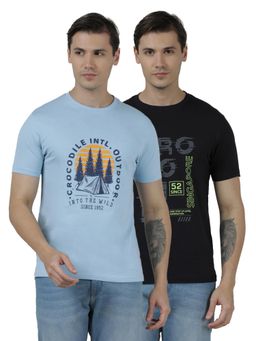 Crocodile - Men’s Cotton Printed Regular Fit T-Shirts (Pack of 2)
