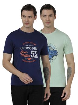 Crocodile - Men’s Cotton Printed Regular Fit T-Shirts (Pack of 2)