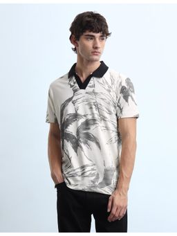 Flying Machine - Men's Abstract Printed Relaxed Fit Polo T-Shirt