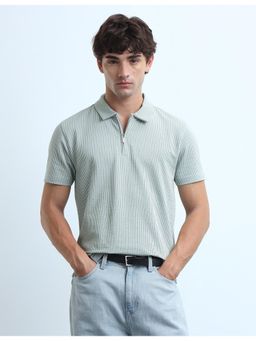 Flying Machine - Men's Vertical Striped Regular Fit Polo T-Shirt