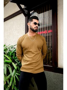 GRITSTONES - Men Olive Green Waffle Round Neck T-shirt