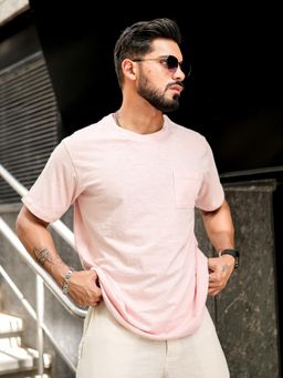 GRITSTONES - Men Peach SLUB OVERSIZED T-shirt