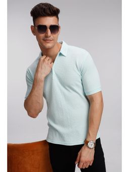 GRITSTONES - Men Sky Blue Waffle Polo T-shirt