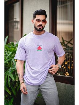 GRITSTONES - Men Lavender ONE IN A MELON Oversized Cotton T-shirt